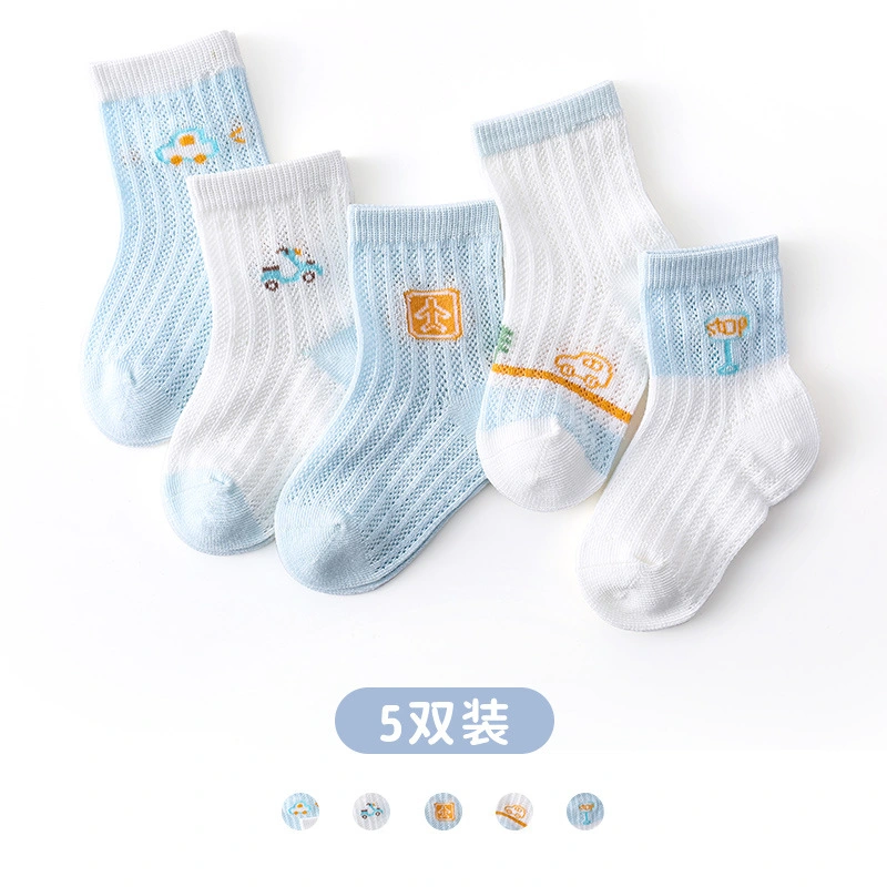 Wholesale Children′s Cartoon Mesh Breathable Non-Slip Baby Antibacterial Socks