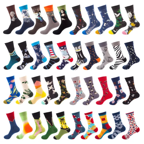 Chaussettes personnalisées pour adultes, Design heureux, robe colorée à haute élasticité, chaussettes de Sport respirantes, en coton, à la mode pour femmes et hommes