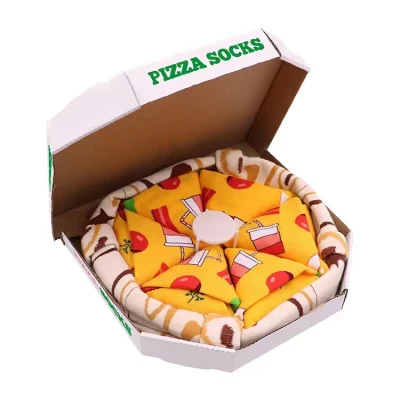 Cmax – chaussettes de sport Pizza au Design Unique, vente en gros, nouveauté heureuse pour dame, nourriture colorée, équipage créatif, mode Couple, boîte cadeau